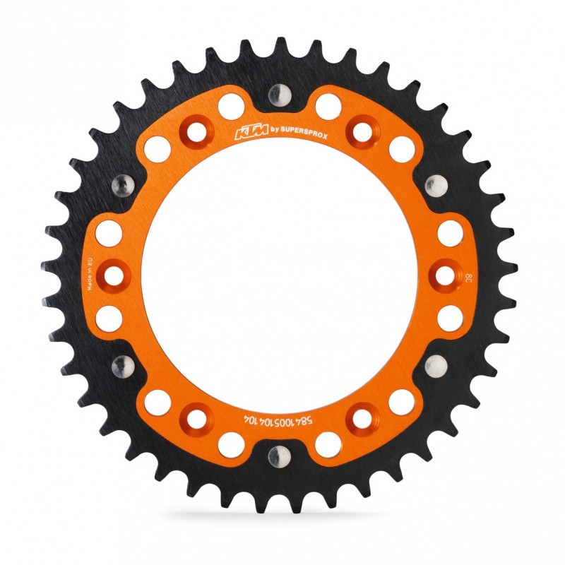 Couronne Aluminium Orange bi-matière (43 Dents) "SUPERSPROX STEALTH"