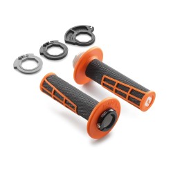 Jeu de poignées "lock-on" Fermées Orange/Noir pour KTM SX/SX-F (17-22) et EXC/EXC-F (16-23)