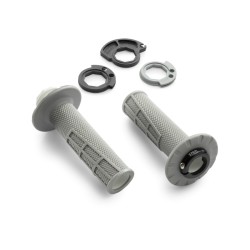 Jeu de poignées "lock-on" Ouvertes Grises pour KTM SX/SX-F (17-22) et EXC/EXC-F (16-23)