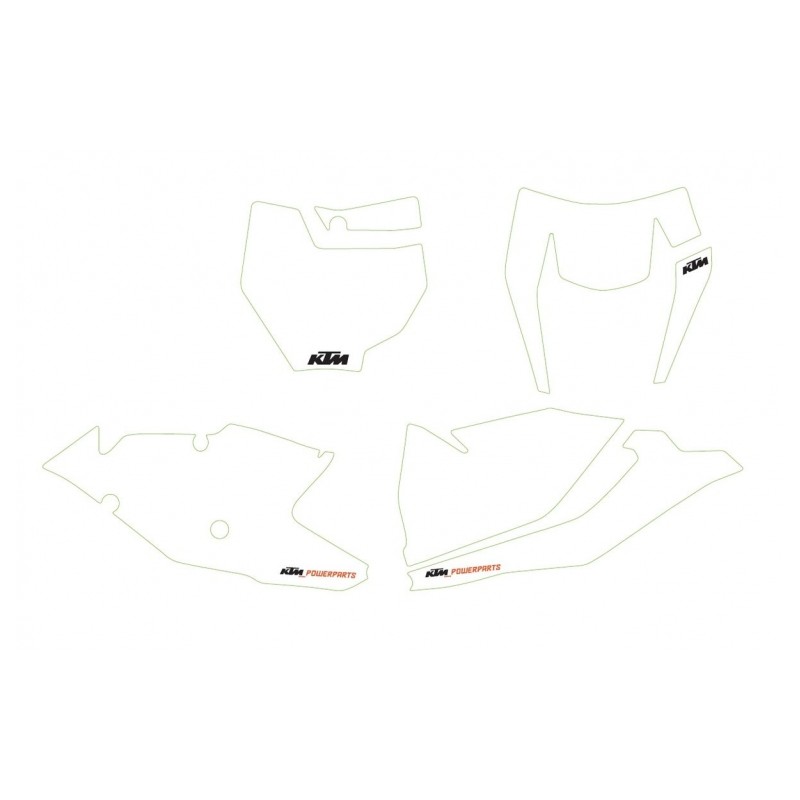 Kit autocollants de fond de plaque BLANC pour KTM SX/SX-F (16-18) et EXC/EXC-F (17-19)