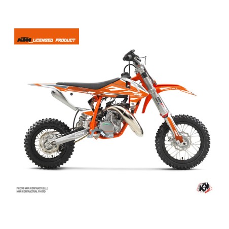Kit Déco Moto Cross Trophy KTM 50 SX Orange Blanc